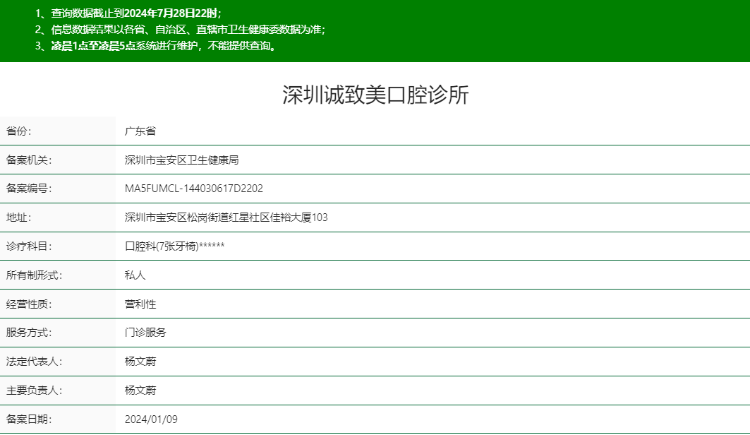 深圳誠致美口腔診所(衛康口腔連鎖)資質(zhì)