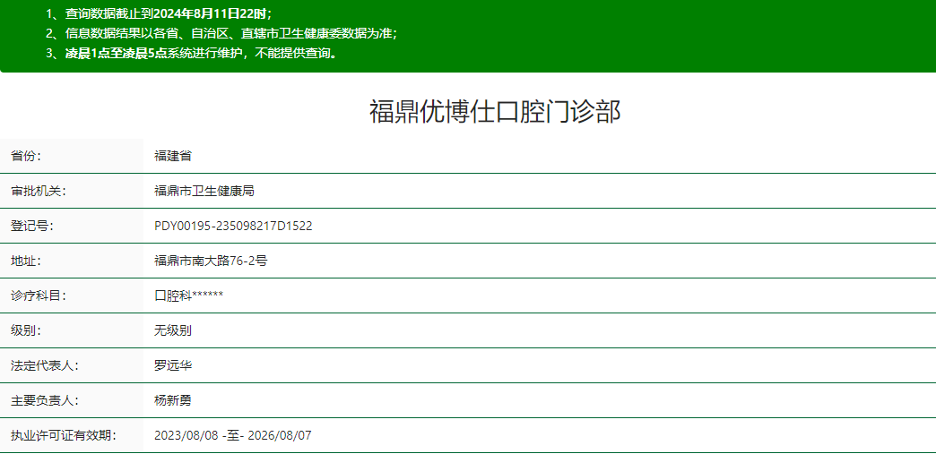 福鼎優(yōu)博仕口腔擁有正規的資質(zhì)