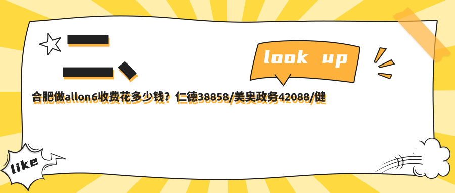 二、合肥做allon6收費花多少錢(qián)？仁德38858/美奧政務(wù)42088/健雅46369