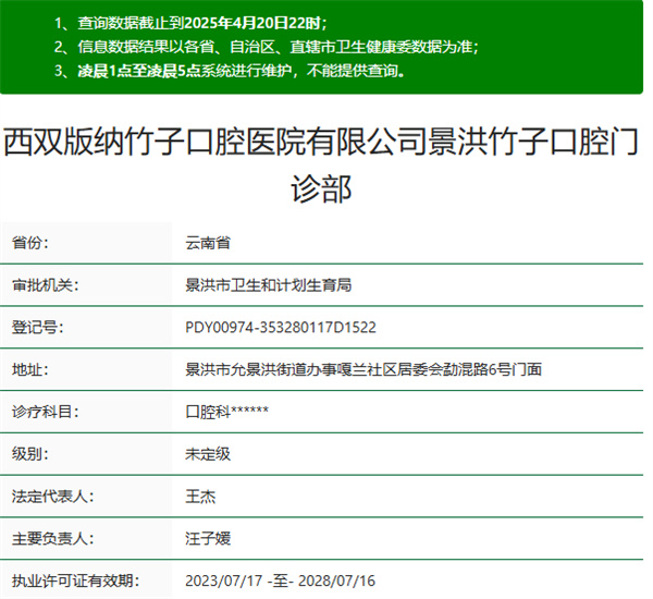 西雙版納竹子口腔醫院地址
